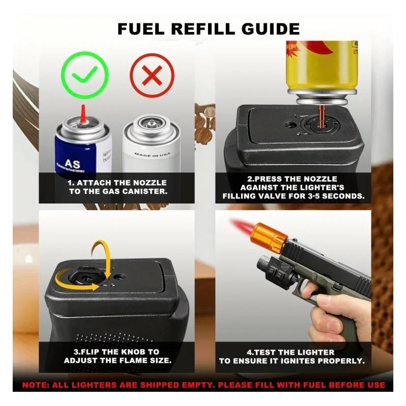 [Gas Not Included]Cool Butane Windproof Torch Lighter,with 2 Flame Modes,Refillable,