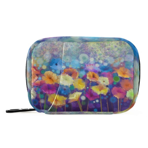 Naanle Watercolor Floral Poppy Pill Box 7 Day Pill Case Travel Pill Organizer Bag with Zipper Portable Weekly Case Compact Size for Vitamin Supplement Holder