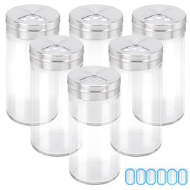 Segarty Spice Jars with Shaker Lids, 6 Pack 4 oz Glass Spice Bottles with Stainless Steel Lid, Glass Empty Seasoning Containers with Adjustable Pour Holes Spice Powder Storage Bottle Pepper Shakers