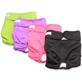 Teamoy Set of 4 Female Dog Nappies, Environmentally Friendly & Reusable Wrap Nappies for Dogs, Washable Nappies for Female Dogs, (S)