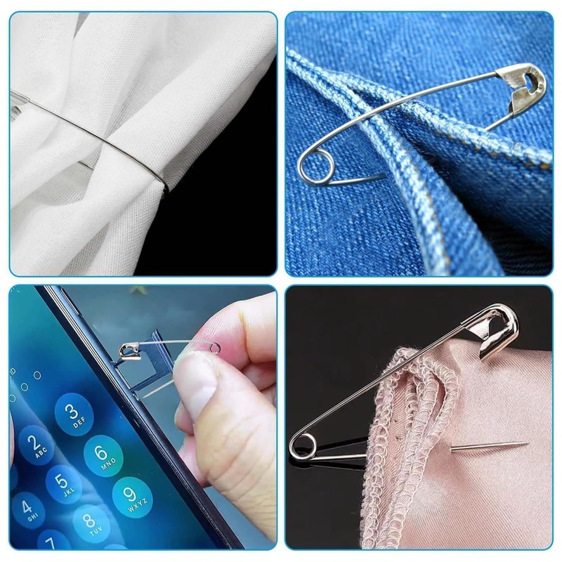 380 Piece Safety Pins Set in Black - 5 Sizes