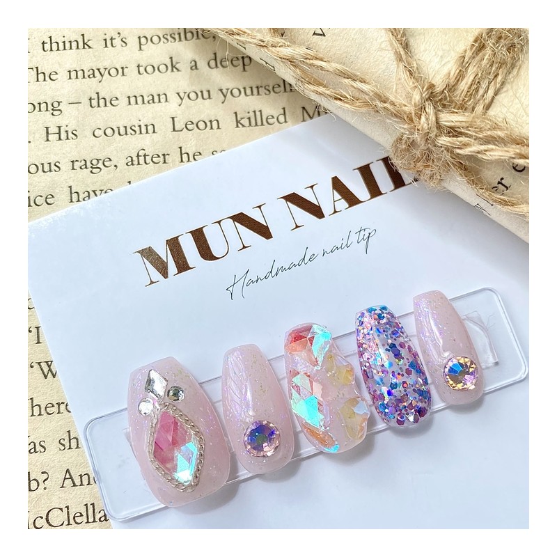 Pink Ice Nail Tips - Ballerina / 핑크얼음 네일팁 -