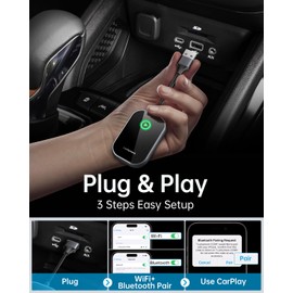 Wireless Carplay Adapter, Converts Wired to Wireless Carplay Dongle for Wireless Control Plug & Play Carplay Fit for Cars from 2017 & for Apple iPhone iOS 10+ Black