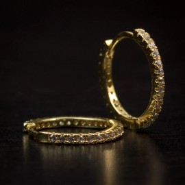 Tsv Jewelers 14K Gold Plated Men's Small Thin 925 Sterling Silver Huggie Hoop Earrings