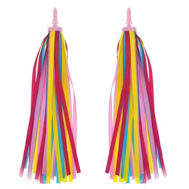 Deolven Kids Scooter Streamers,2 Pack Coloured Bicycle Tassel Bicycle Tassel Bike Handlebar Ribbo for Children Baby Girl Boy Bike Accessories 27CM Red Yellow Pink Blue Mixed