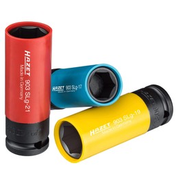 Hazet 903SPC/3 Socket Wrench Set, 0.5 in (12.5 mm) Square Drive, Wrench Size: 0.7-0.8 in (17–21 mm), Includes Plastic Sleeve, Gentle Wheel Fitting for Tires with Aluminum Rims