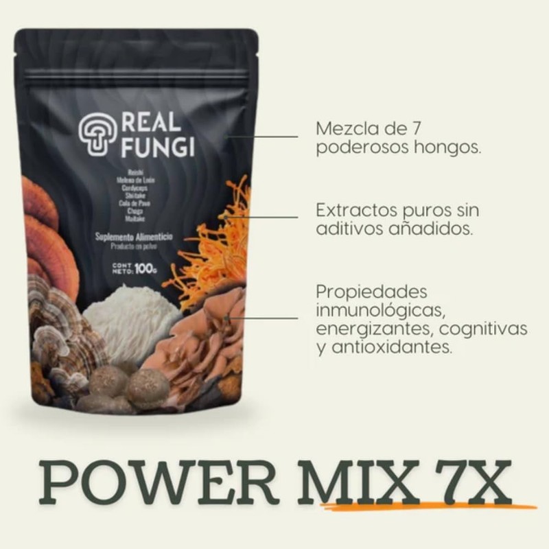 Hongos Power Mix 7x en Polvo 100g Melena de Leon,