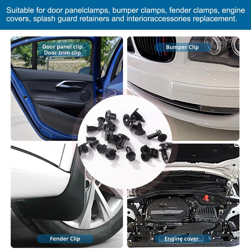 VooGenzek 200 PCS 6 Types Car Body Rivets Mounting Kit,