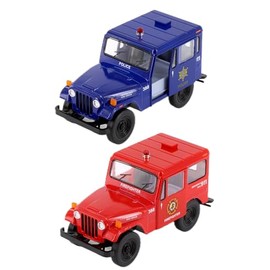 KiNSMART 1971 Jeep DJ-5B Police & Fire Edition 2set 1:26 Scale 5 Inch Die Cast Metal Model Toy Car