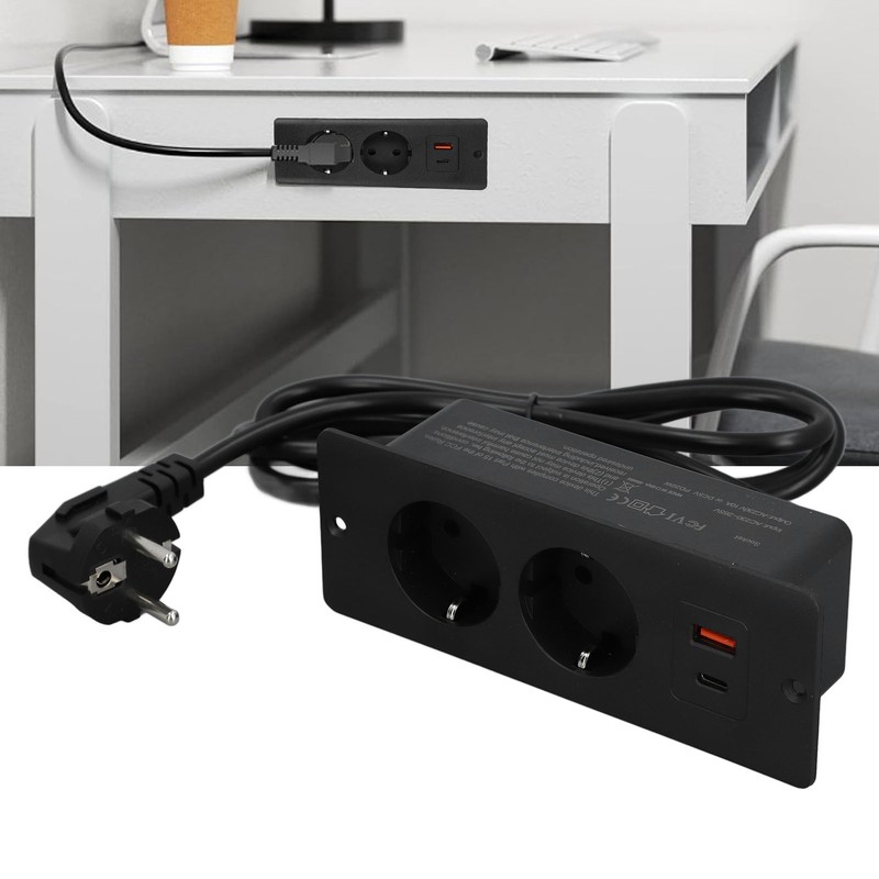 Recessed Socket 2 Outlets with PD20W USB C USB A