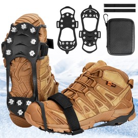 PBWZF Spikes for Shoes Winter, Shoe Spikes Snow and Ice Non-Slip Spikes Shoes Shoe Claws with 11 Teeth, Shoe Spikes Grödel Crampons Ice Grips Cleats Ice Spikes for Men and Women L