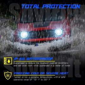 Shyfrult 5-3/4" Projector Crystal Clear Headlight 6k LED HID H4 Light Bulbs Headlamp Set