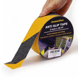 Anti Slip Traction Tape, Heavy Duty Grip Tape for Outdoor Stairs Step Treads Floors, Safety Non Slip Roll Waterproof Caution Black Yellow 2 Inch x 35 Ft