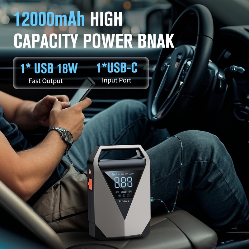 4500A Car Jump Starter with Air Compressor, 150PSI Car Battery