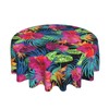 mutakin Tropical Leaf Round Tablecloth 60 Inch Washable Reusable Decoration