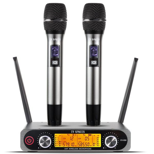 UHF Wireless Microphone System with Dual Metal Handheld Mics –