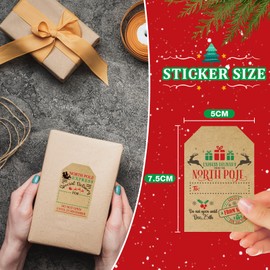 2 * 3 Inch Christmas Stickers Adhesive Kraft Labels Self Adhesive Gift Tags for Christmas Presents 200 PCS Kraft Paper Name Tags Writable Labels for Xmas