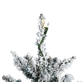 Vickerman 24" Flocked Anoka Pine Artificial Christmas Tree, Warm White LED Lights - Snow Covered Faux Tree - Seasonal Potted Indoor Home Decor