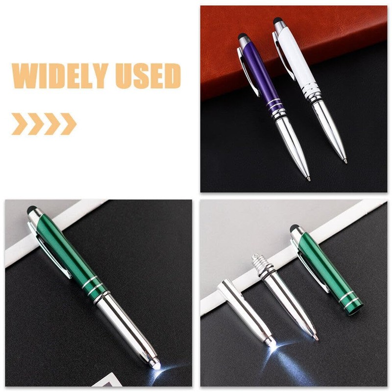 Operitacx LED Ballpoint Pen with Stylus Tip 3Pcs Retractable Lighted