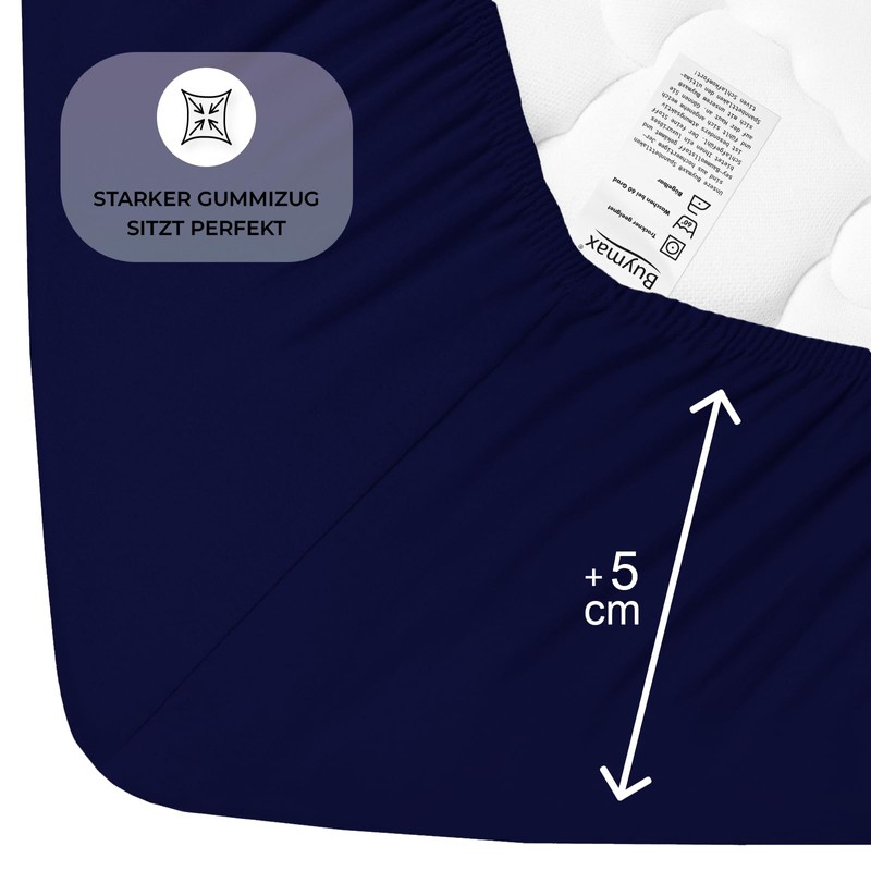 Buymax® Fitted Sheet, 140 x 200 cm, 100% Jersey Cotton,