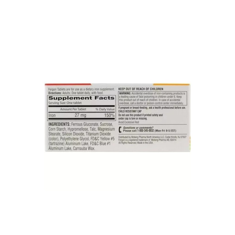 Fergon 3 Pack Fergon Iron Supplement Tablets with High Potency
