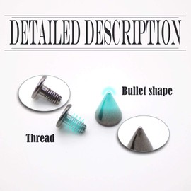 WJUAN 50 Pieces Height 9.5mm Metal Punk Decorative Studs and 10 Pieces Height 24mm DIY Craft Punk Rivets DIY Pointed Screw Rivets with Screw for Bag Leather Craft Projects Clothing