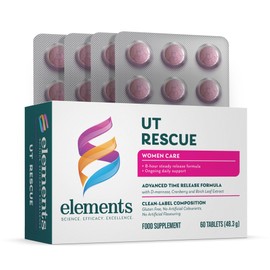 Elements UT Rescue - Supplement for Urinary Tract Support with D-mannose Cranberry Extract and Birch Leaf Extract, UT and Bladder Health for Women and Men, Non-GMO Gluten Free 60 Tablets