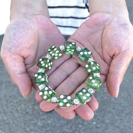 Dice Casino Bracelet for Women, Bunco Bracelet, Birthday Gift, Plastic Beaded Jewelry, Green, 1 pc