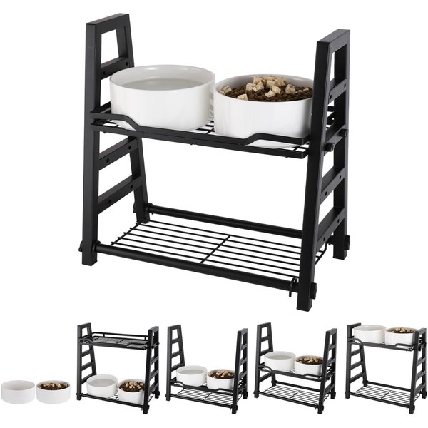 Elevated Dog Bowls with Adjustable Metal Stand, 7 Inch Raised