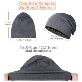 AIZIYIN Classic Winter Women's Beanie Hat, Men Women Lightweight Slouch Beanie Hat Women Men 2 Pieces Soft Beanie Skull Cap Chemo Headwear, gray