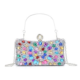 Lanpet Women Clutches Multicolor Crystal Rhinestone Evening Handbag Chain Strap Shoulder Bag