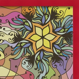 PinPix Decorative pin Cork Bulletin Board Made from Canvas, Psychedelic Bush Pattern Printed at 24x24 Inches and Framed in Red Stain on Beech (PinPix-41)