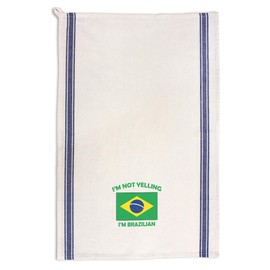Custom Decor Kitchen Towels I'm Not Yelling I Am Brazilian Brazil Countries Countries Not Yelling Cleaning Supplies Dish Towels Blue Stripe Design Only