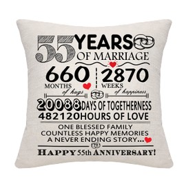 55 Years of Marriage Gift 55th Wedding Anniversary Cushion Cover Keepsake Decoration Gift for Couples Parents Women Men Mum Dad Husband Wife Grandma Grandad Aunt Uncle Friends (55 YEARS)