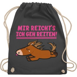 Shirtracer - Gym Bag Backpack - Horse Gift and Accessories - Mir reichts ich geh reiten, 3 Dark Grey