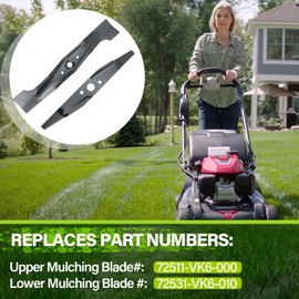 72511-VK6-000 & 72531-VK6-010 Lawn Mower Blade Kit,21 inch Mulching Blades Compatible with Honda HRC216K2, HRC216K2 HXA, HRC216K3, HRC216K3 PDA, HRC21