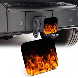 Sutmore Hitch Cover The Burning Flame Trailer Hitch Cover Plug Cap Universal 2"" Heavy Duty Trailer Hitch Tube Rubber Covers,Square Towing Hitch Covers for Trucks SUV Cars, CAR-GZA10