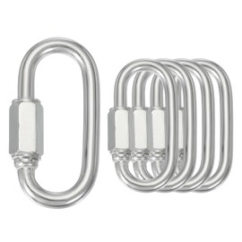 sourcing map Quick Links M5 1.97 Inch Stainless Steel Chain Connector Large Opening Screw Chain Link D Shape Locking Looks for Hammock Camping and Outdoor Equipment Pack of 5