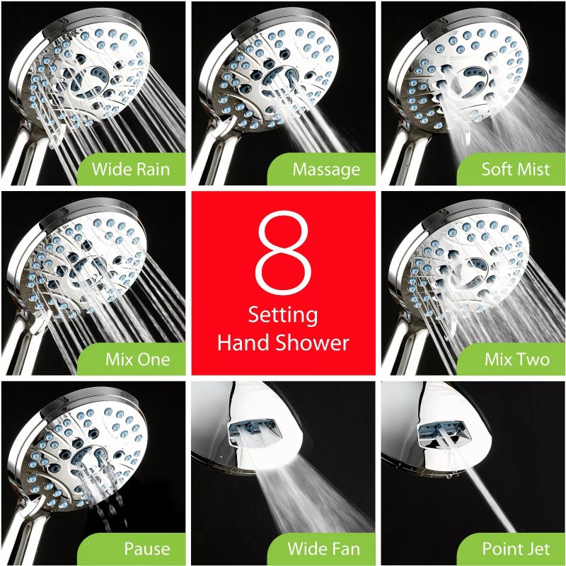 AquaCare AS-SEEN-ON-TV Antimicrobial 50-mode 3-way Shower Combo with Built-in Power