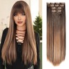 QUEENTAS Long Straight Clip in Hair Extensions for Women Highlight