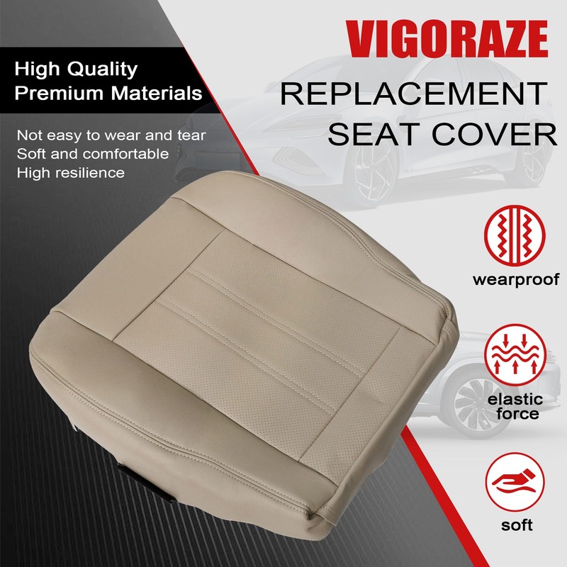 Vigoraze Driver Bottom Perforated Leather Replacement Seat Cover Tan Compatible