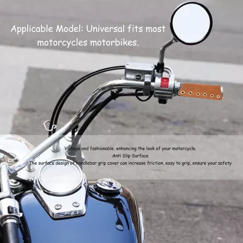 Motorcycle Hand Grip Cover Fiber Simulated Leather Anti Slip Retro
