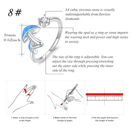 ZIPPICE Mushroom Ring Adjustable S925 Sterling Silver Mushroom Blue Opal Open Ring Opal Jewellery Gifts for Women Teenager Girls, Sterling Silver, Opal