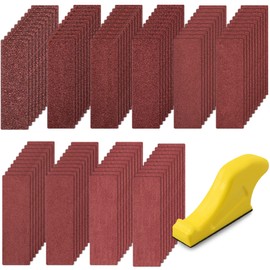 SIQUK Sandpaper with Sanding Block Set, Sanding Sheets Grit 40/60/80/120/180/240/320/400/600/800 Grit Sand Pepper and Mini Hand Sander, Hand Sanding Block for Sanding and Polishing