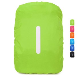 1 Pack Reflective Backpack Cover, Waterproof Backpack Rain Cover, Reflective Rucksack Covers in Polyester, Waterproof Rucksack Cover for Outdoor Hiking Riding Climbing, Fluorescent Green-L(41-55L)