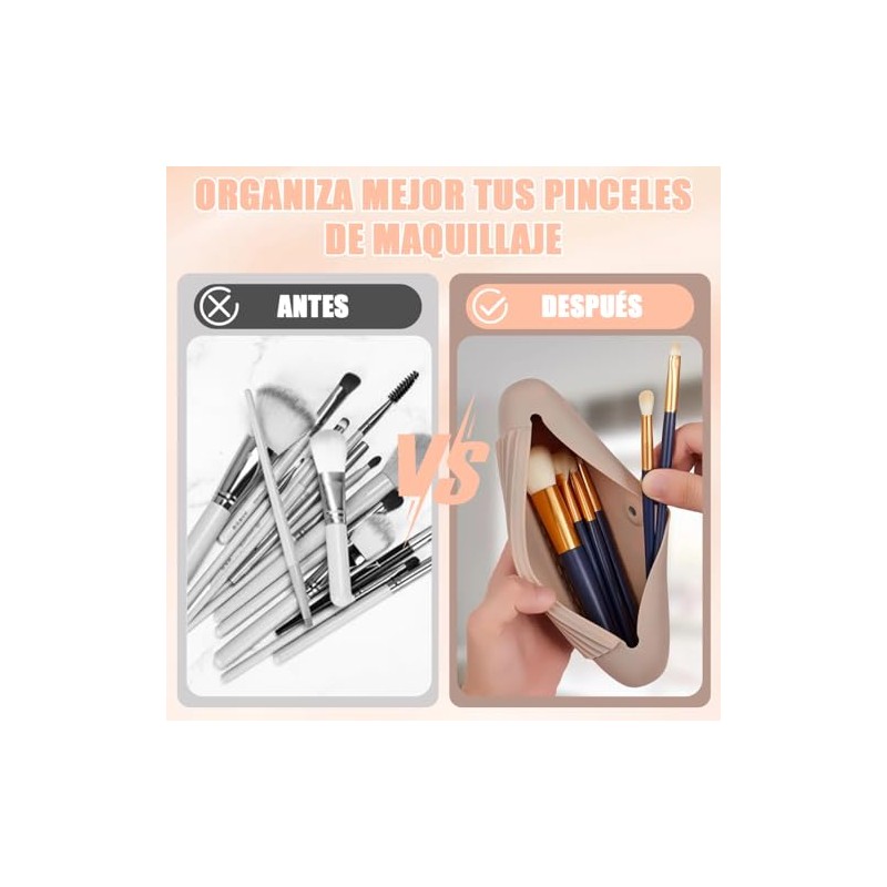 Estuche para Brochas de Maquillaje de Silicona, con Cierre magnético