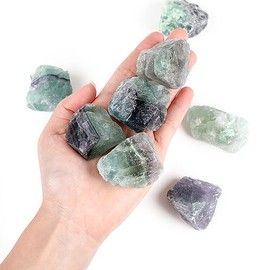 QINJIEJIE QINJIEJIE 100% Gro?es Fluorit Rohsteine Premium Wassersteine Kristalle Steine 4 Stck Natursteine Heilsteine set 2"