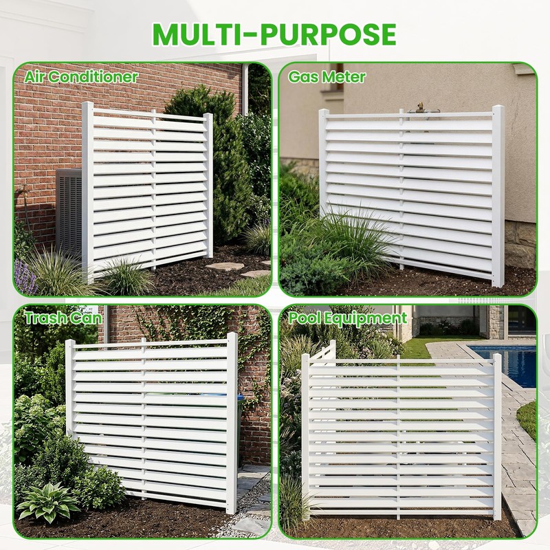 5 Ft x 4 Ft Air Conditioner Fence, White Vinyl