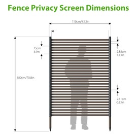 BUKLIYN Outdoor Privacy Screens - Length: 43in, Height: 70.8in Exterior Metal Privacy Patio Screen Panel,PE-Coated Steel Pipe and Slats for Brown，Perfect to Hide Trash Cans （1-Panel)