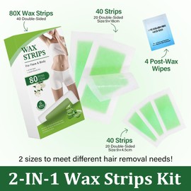 Wax Strips For Hair Removal - Facial Hair Removal for Women&Waxing Kit for Face, Body, Arms, Legs, Chest, Back, Bikini-Brazilian Waxing Strips - 4Calming Oil Wipes